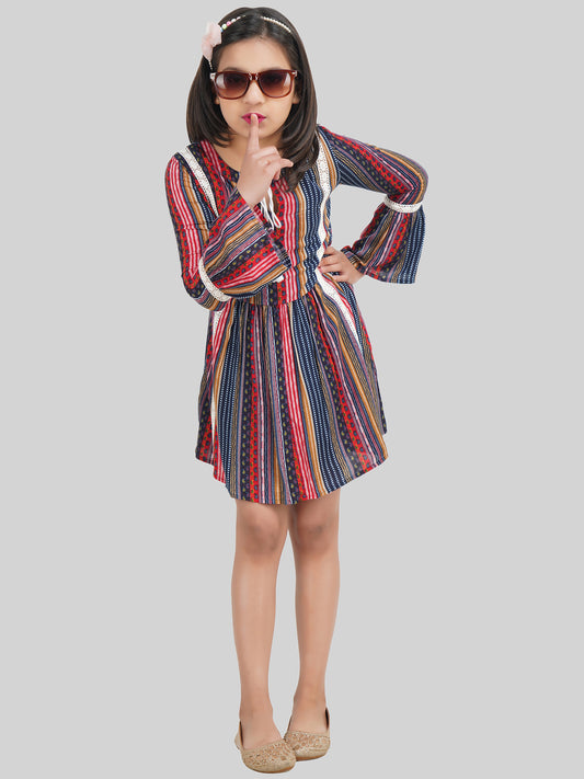 Girls Striped Fit & Flare Dress