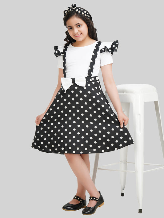 Girls Printed Dungaree with T-Shirt