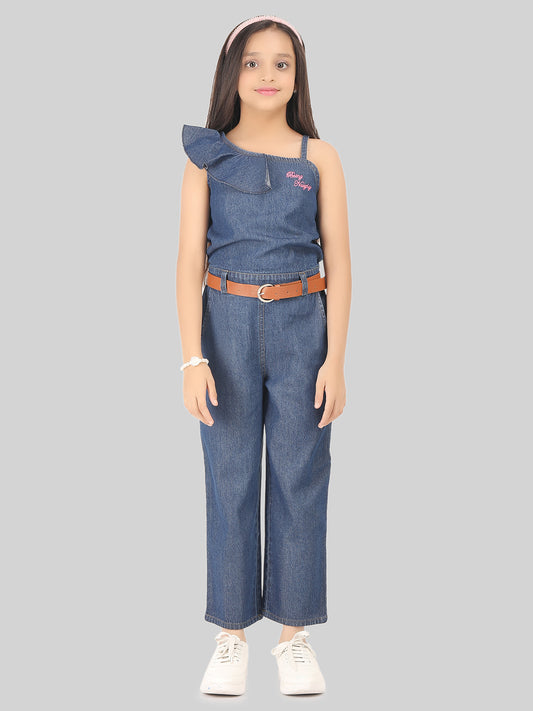 Girls Denim Jumpsuit with Belt