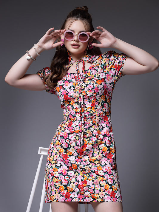 Women’s Floral Printed Sheath Mini Dress