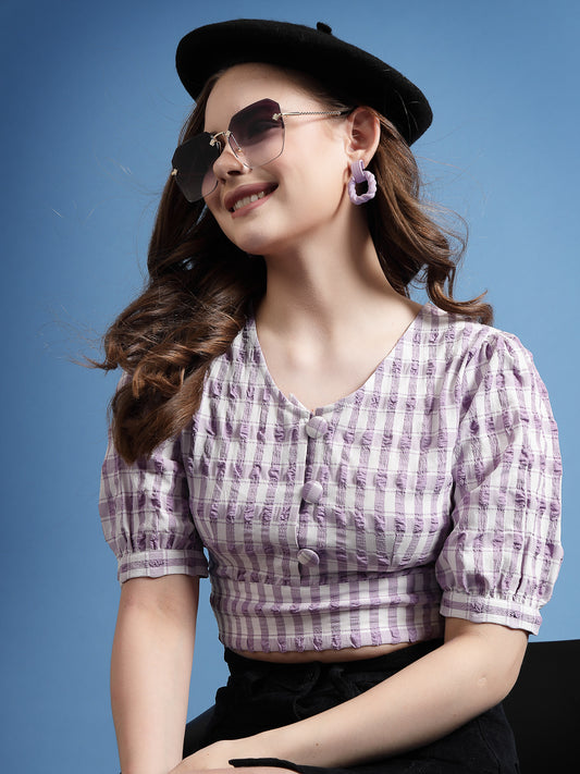 Women’s Abstract Printed Round Neck Top