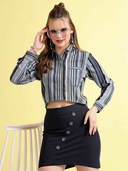 Women’s Striped Shirt With Skirt