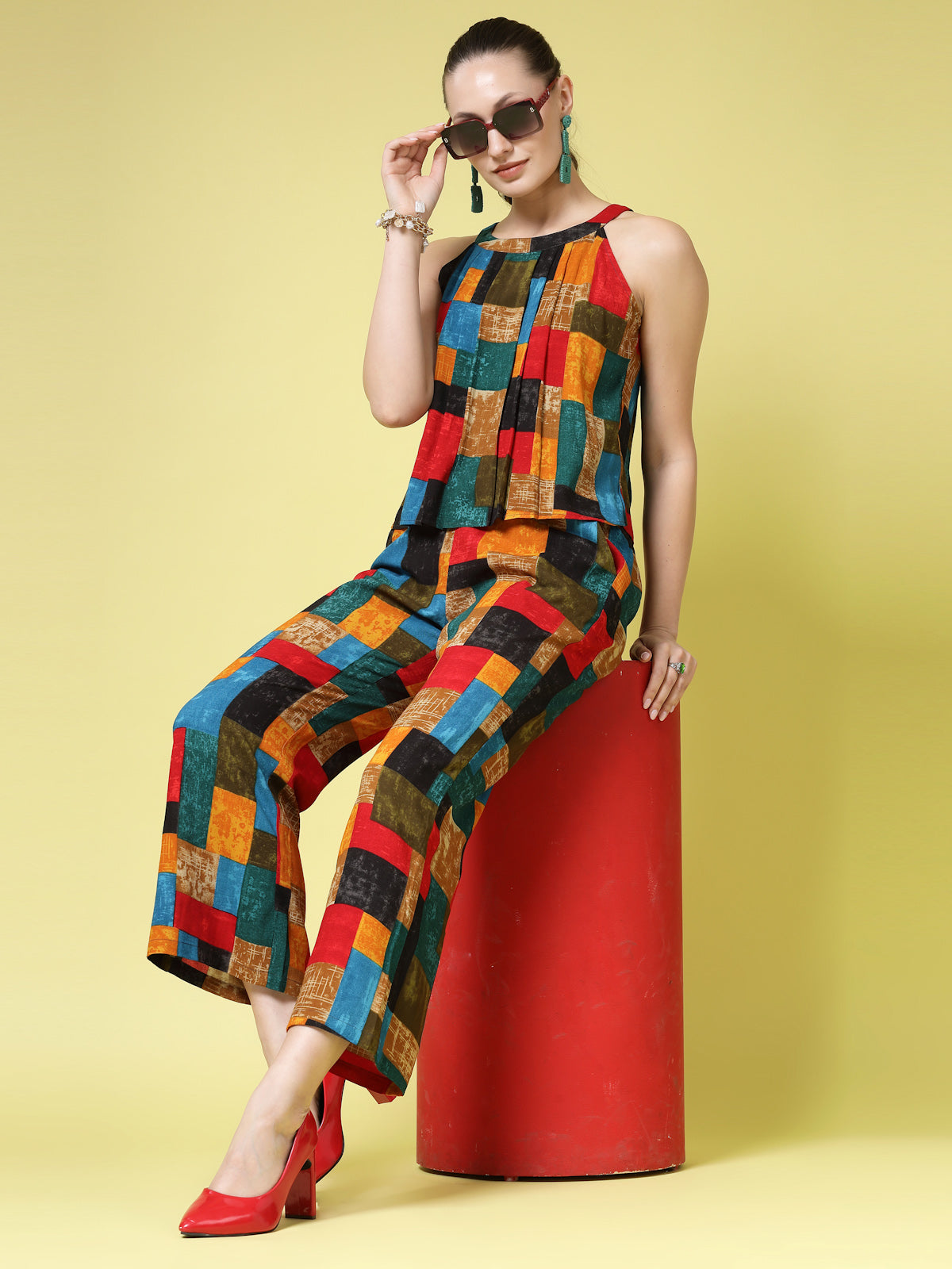 Women’s Printed Halter Neck Top With Trouser