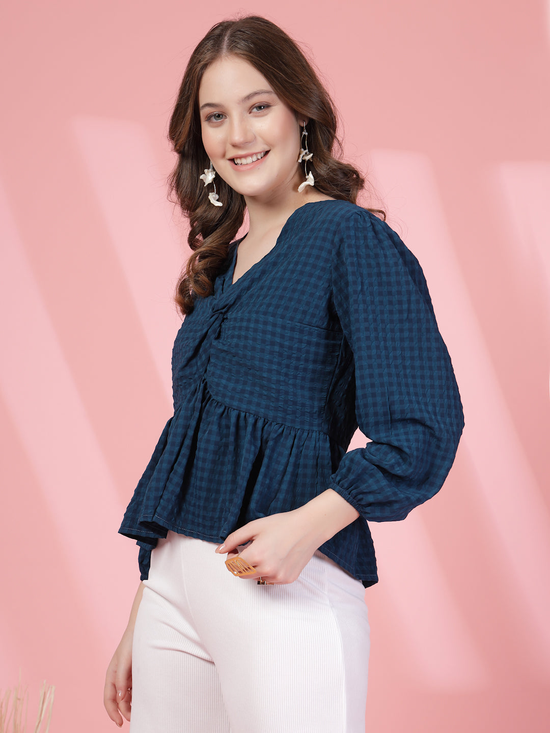 Women’s Puff Sleeves Empire Crop Top