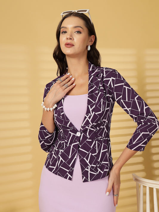 Women’s Printed Slim Fit Open-Front Coat