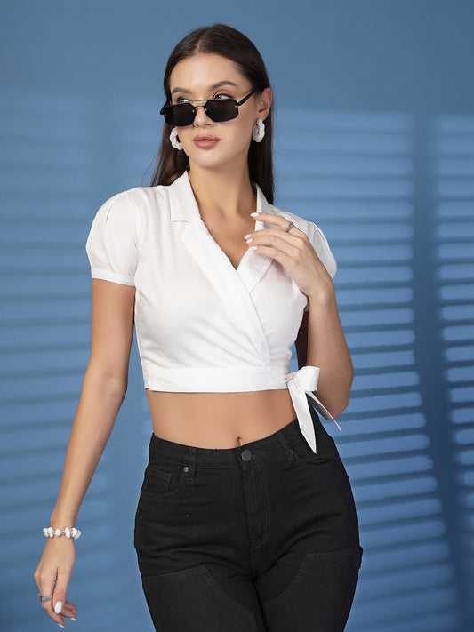 Women’s Puff Sleeve Cotton Crop Top
