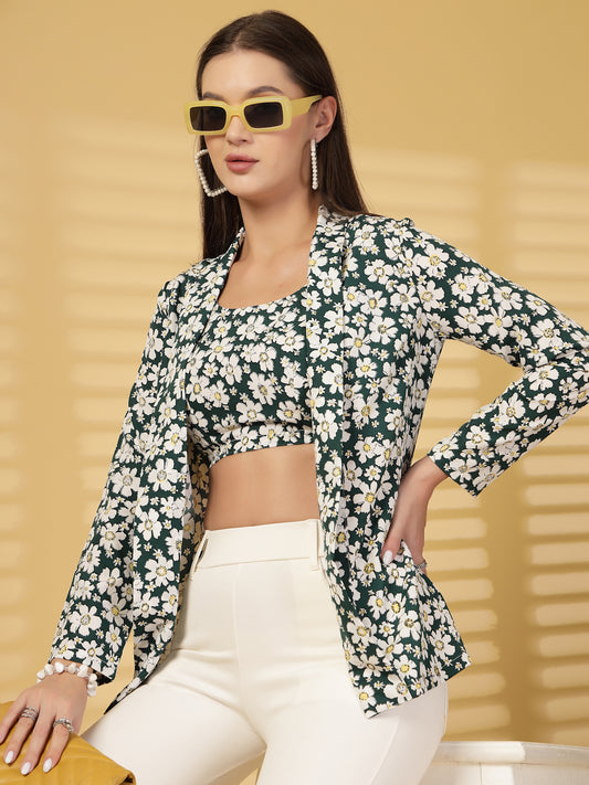 Women’s Floral Printed Blazer With Top