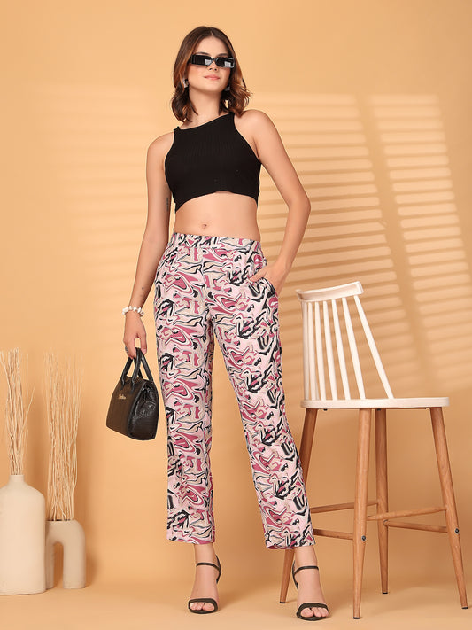 Women’s Abstract Printed Straight Cotton Palazzos