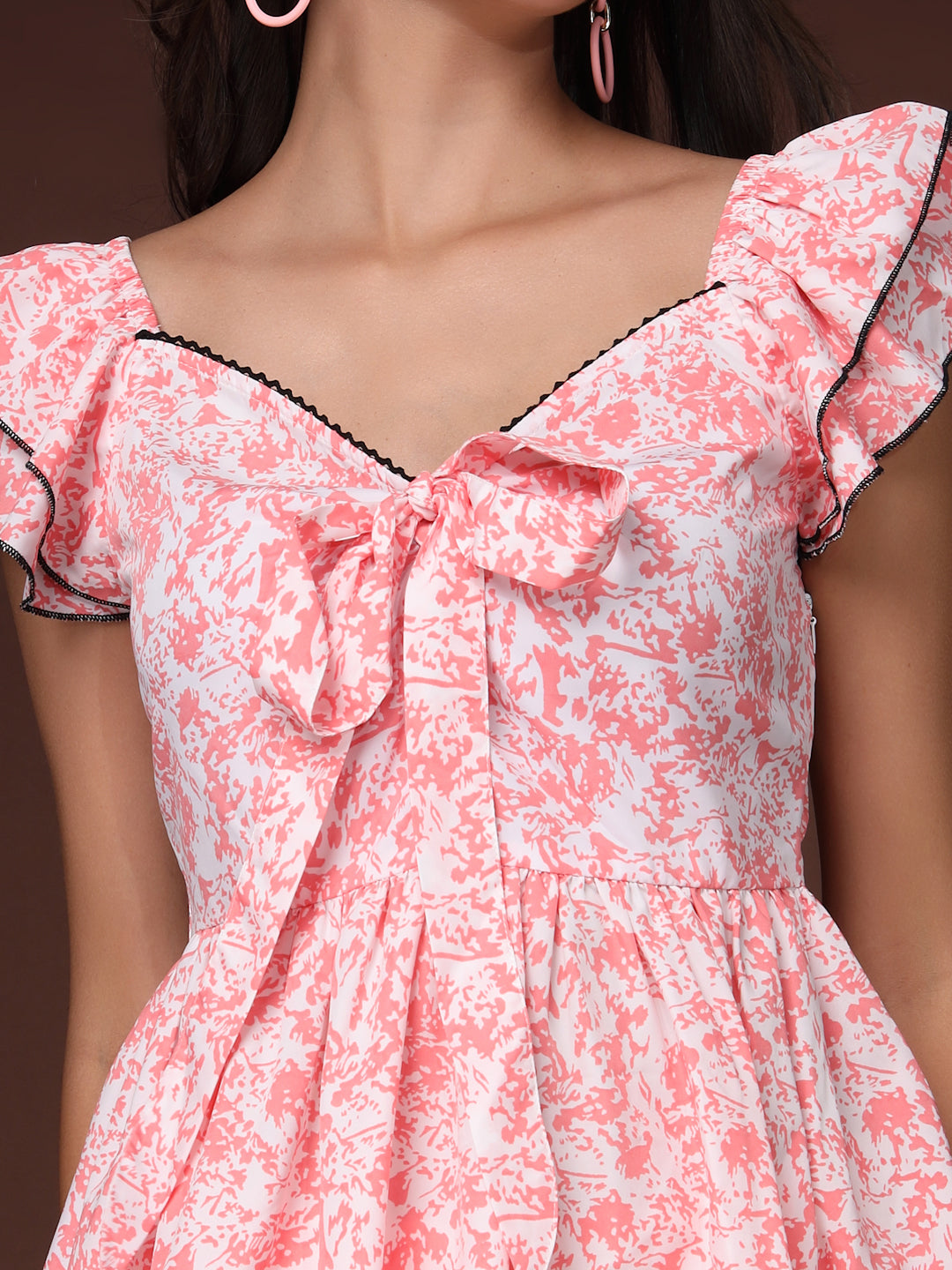 Women’s Print Flutter Sleeve Peplum Top