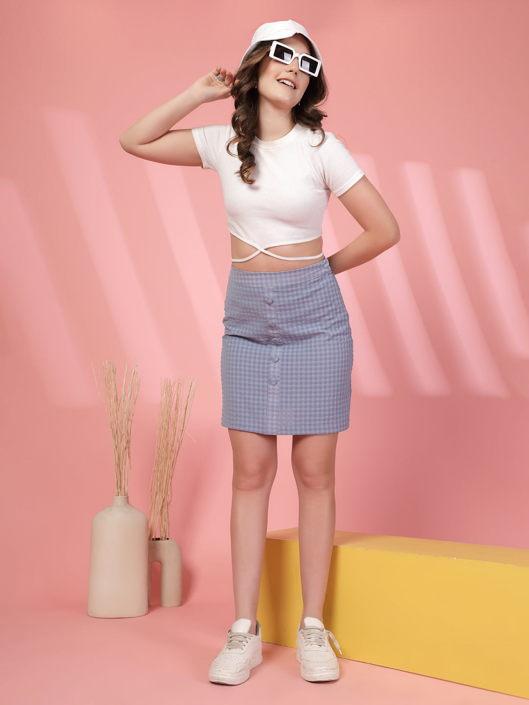 Women’s Self Design Comfort-Fit Straight Above Knee Skirt