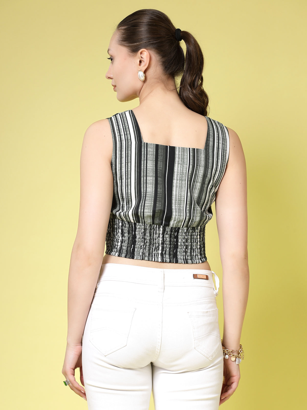 Women’s Vertical Striped Square Neck Top