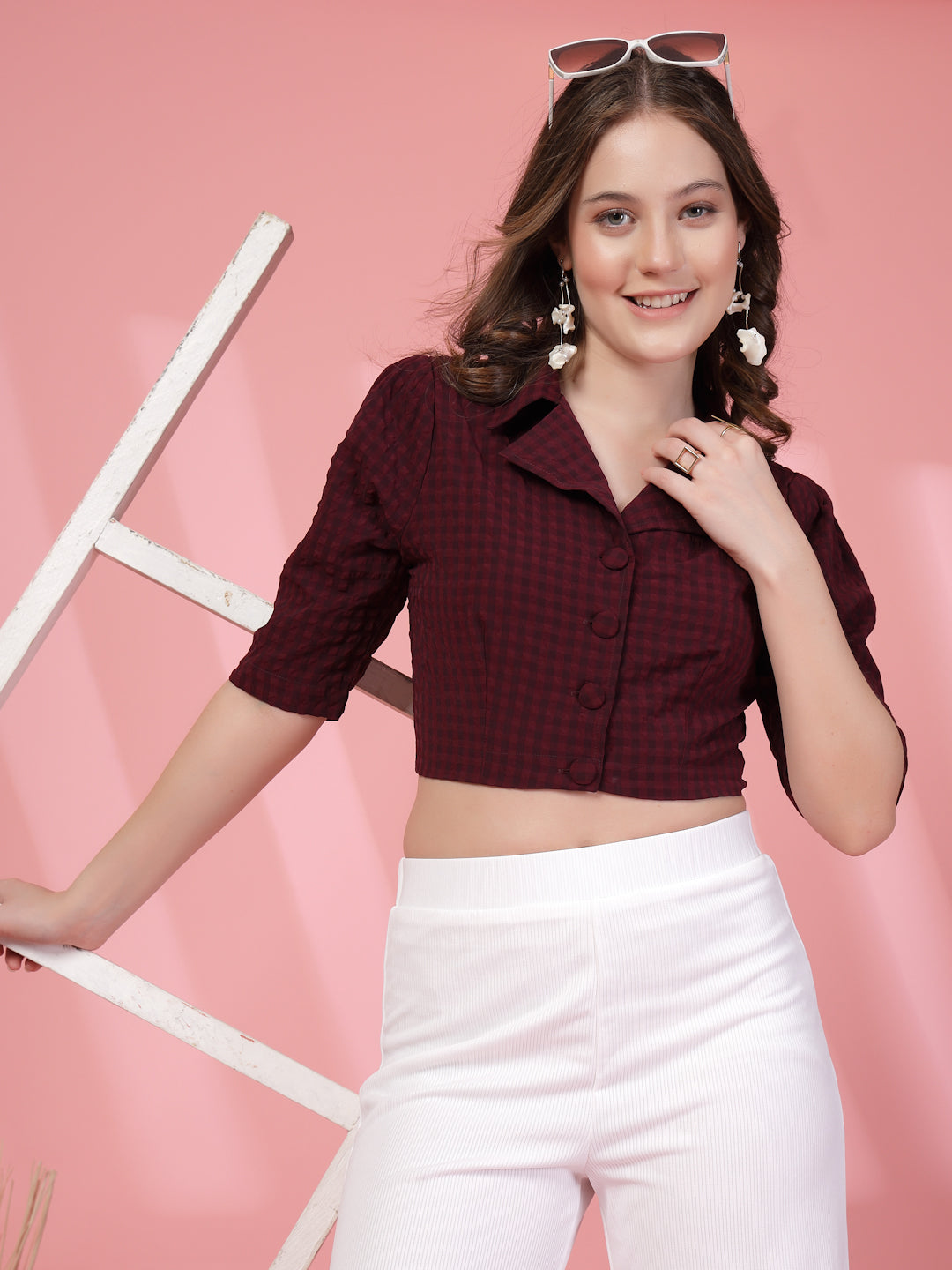Checked Shirt Style Crop Top | Being Naughty