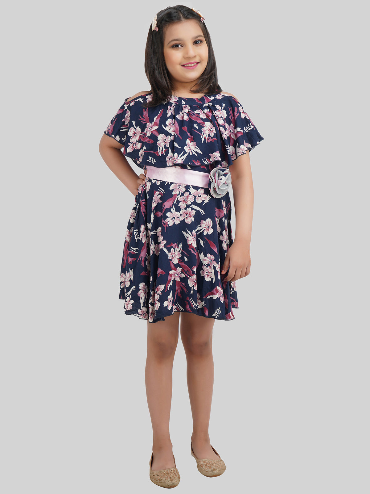 Being Naughty Girl's Floral Print Fit - Flare Dress