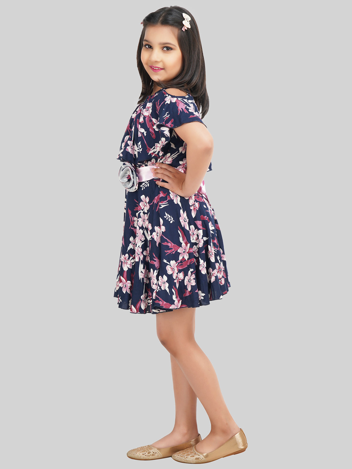 Being Naughty Girl's Floral Print Fit - Flare Dress