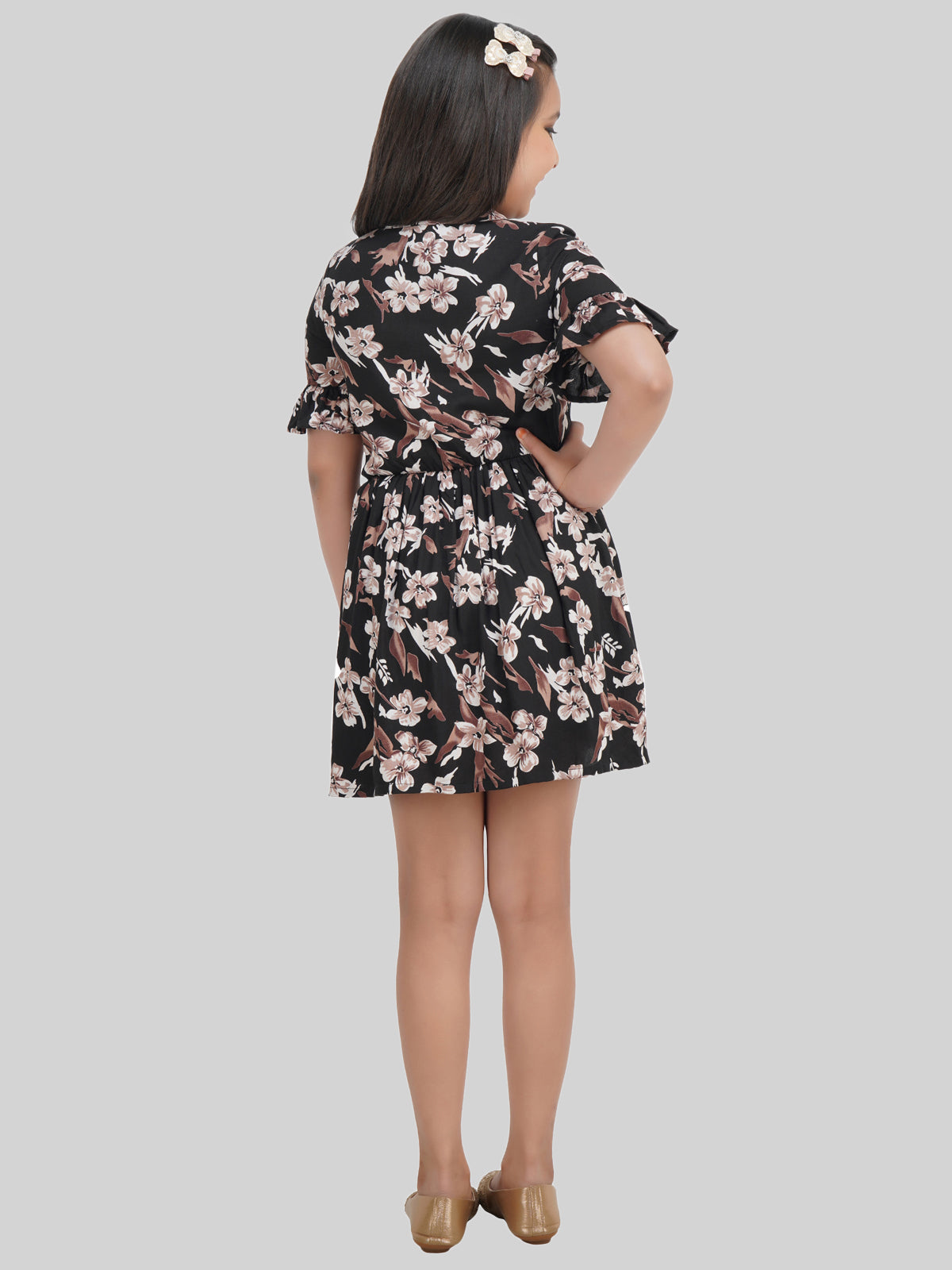 Girls Floral Printed A-Line Dress