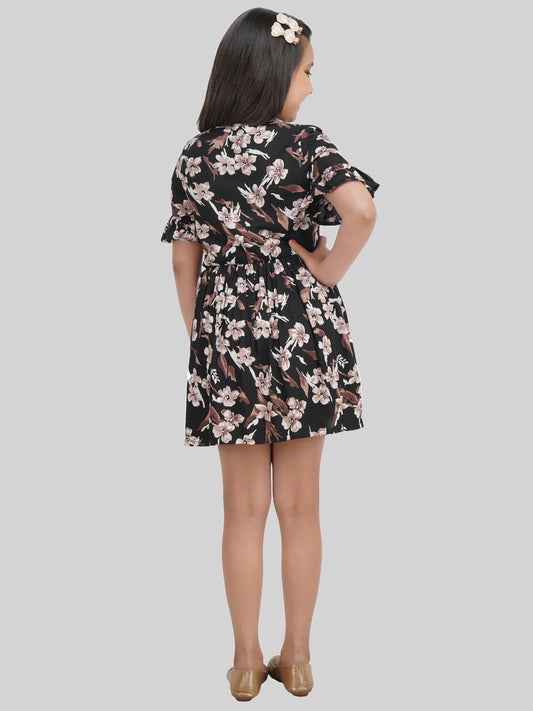 Girls Floral Printed A-Line Dress