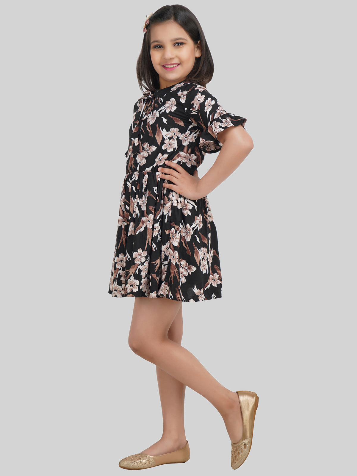 Girls Floral Printed A-Line Dress