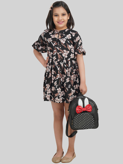 Girls Floral Printed A-Line Dress