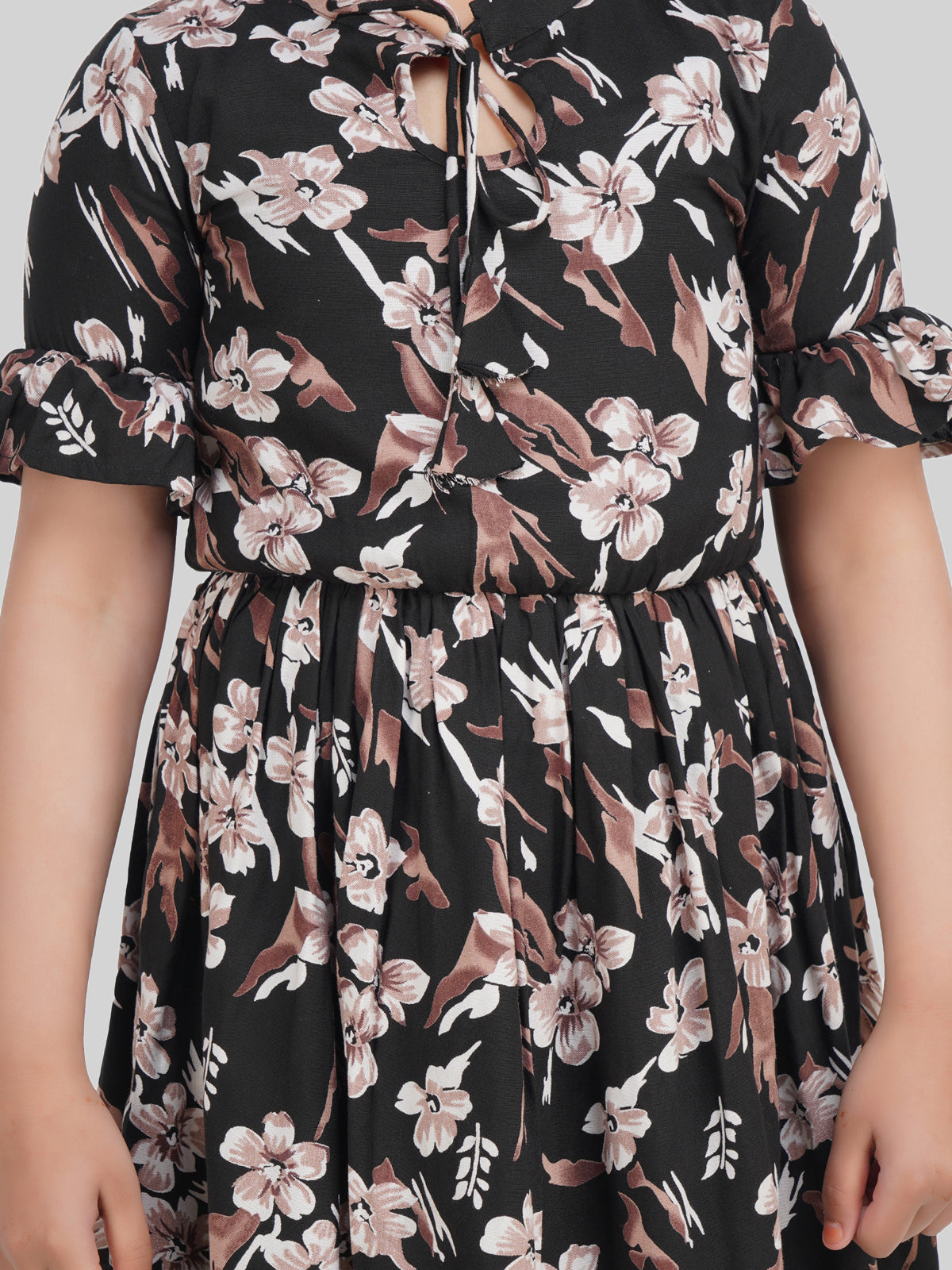 Girls Floral Printed A-Line Dress