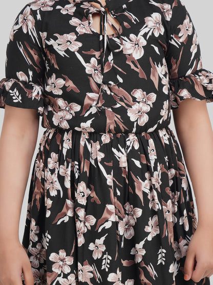 Girls Floral Printed A-Line Dress