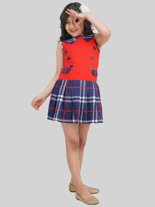Girls Checked Fit & Flare Dress
