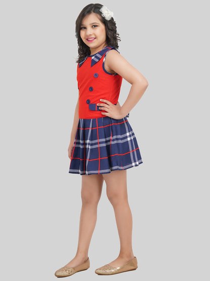 Girls Checked Fit & Flare Dress