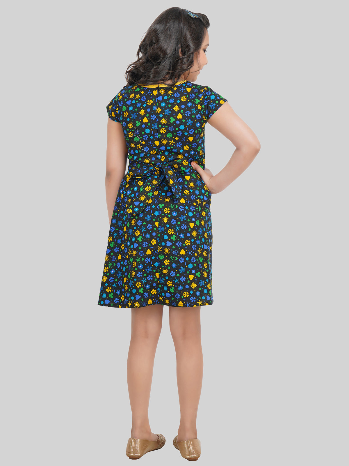 Girls Floral Printed Fit & Flare Dress