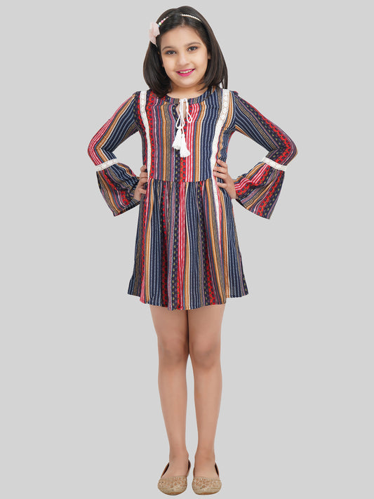 Girls Striped Fit & Flare Dress