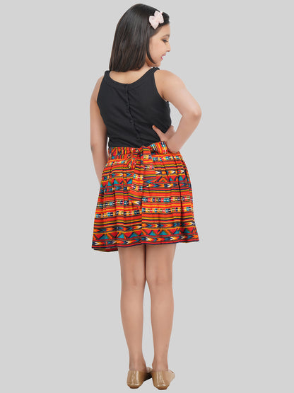 Girls Printed Fit & Flare Dress