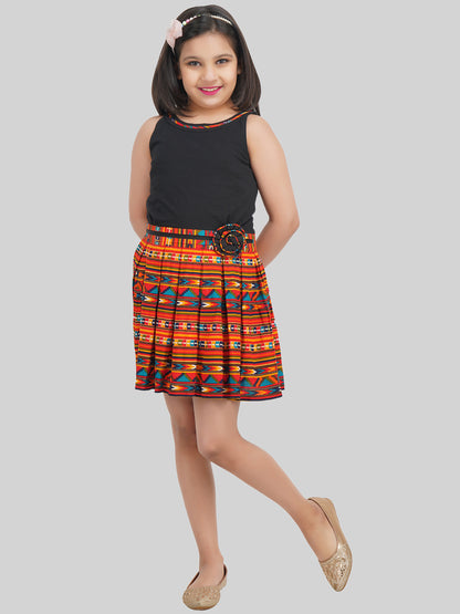 Girls Printed Fit & Flare Dress