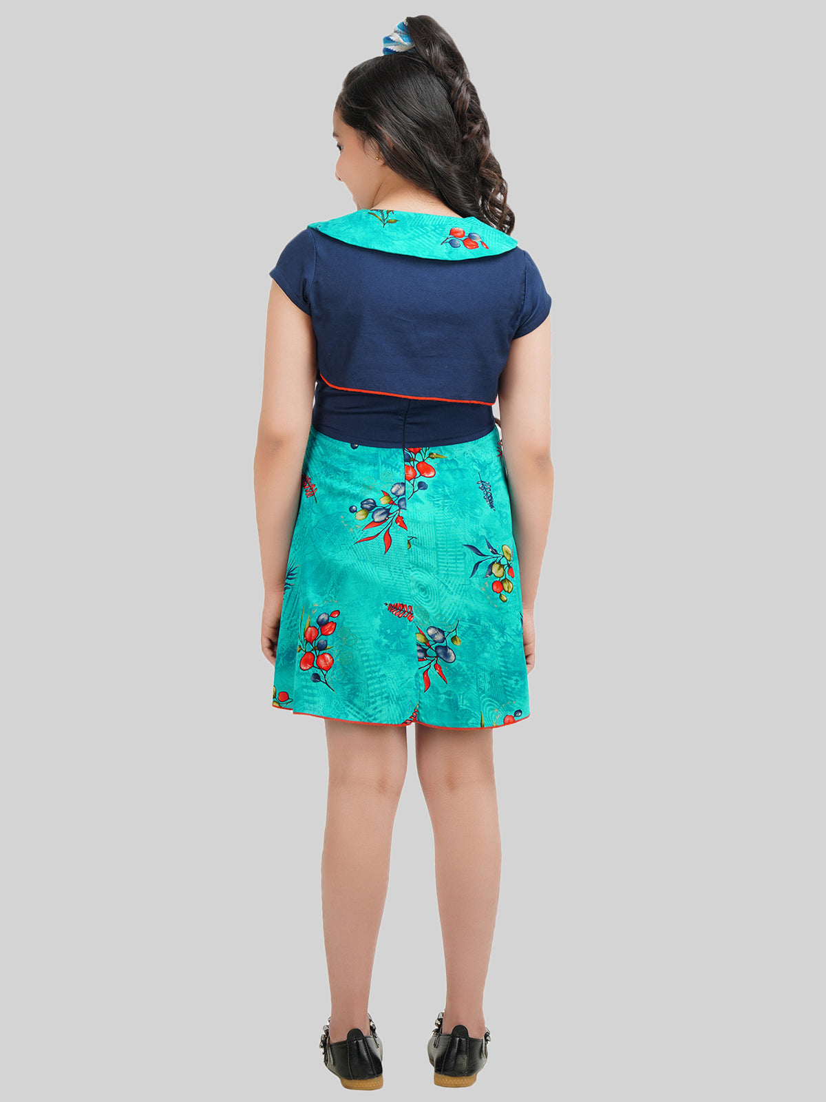 Girls Floral Printed Fit & Flare Dress