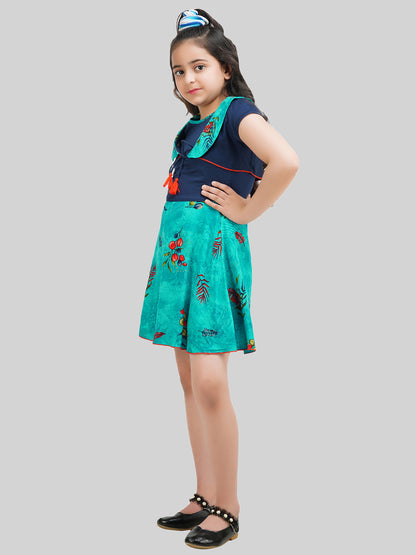 Girls Floral Printed Fit & Flare Dress