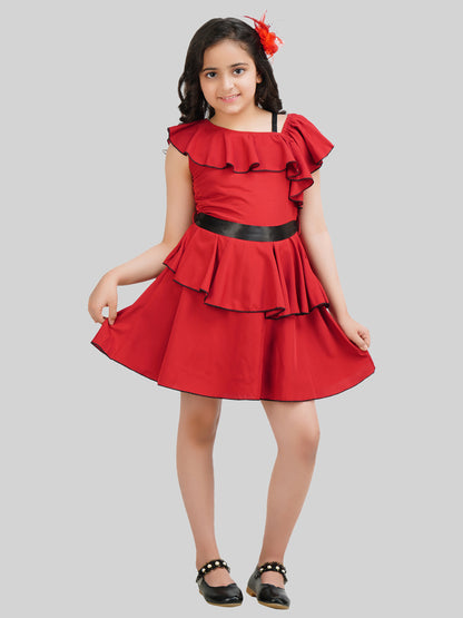 Girls Off-Shoulder A-Line Dress