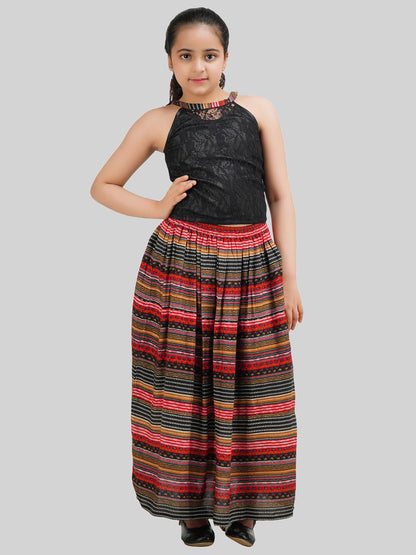 Girls Printed Top & Skirt Co-Ord Set