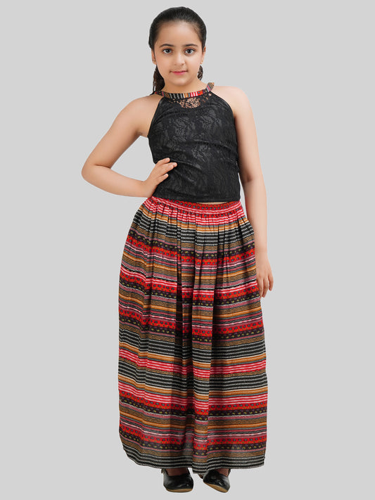 Girls Printed Top & Skirt Co-Ord Set