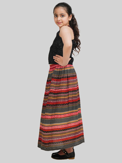 Girls Printed Top & Skirt Co-Ord Set