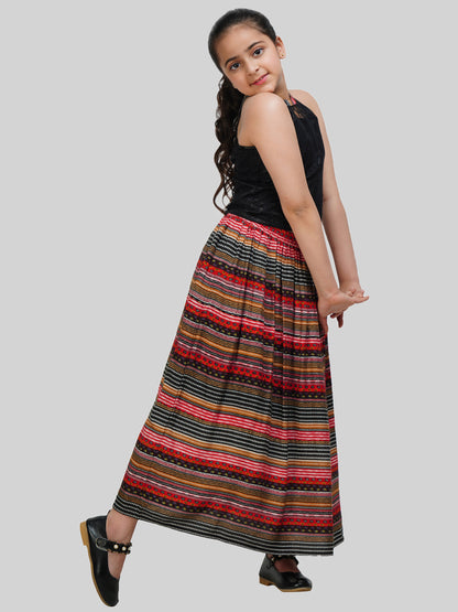 Girls Printed Top & Skirt Co-Ord Set