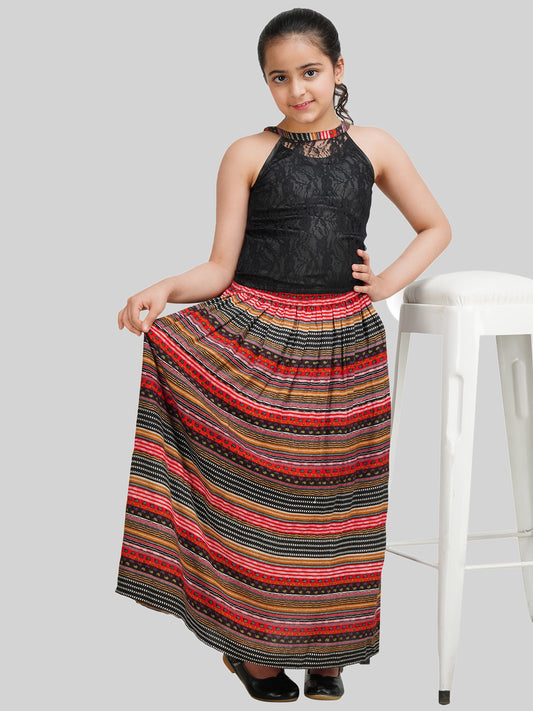 Girls Printed Top & Skirt Co-Ord Set