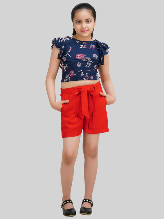 Girls Printed Top & Shorts Co-Ord Set