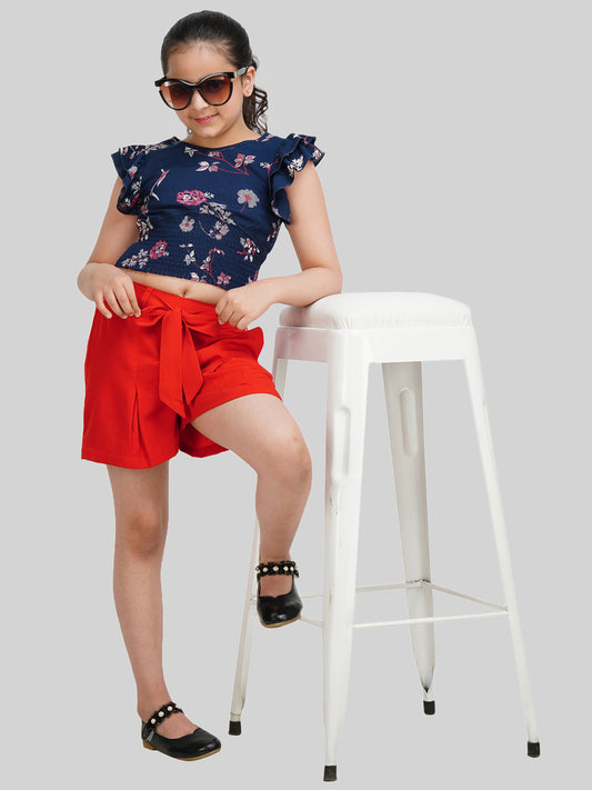 Girls Printed Top & Shorts Co-Ord Set