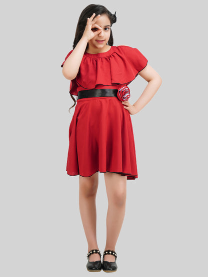 Girls Crepe Fit & Flare Dress