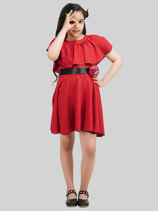 Girls Crepe Fit & Flare Dress