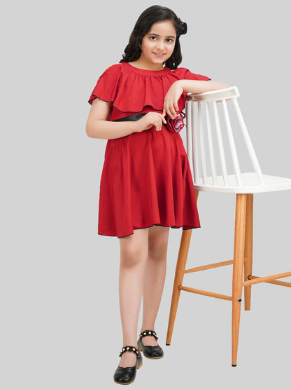 Girls Crepe Fit & Flare Dress