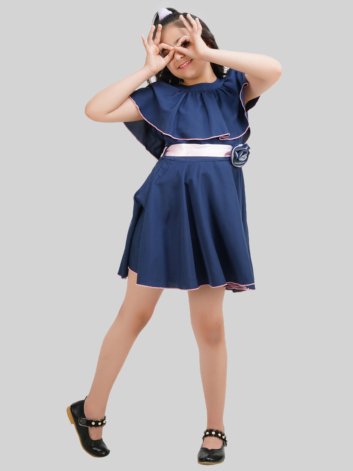 Girls Round Neck Fit & Flare Dress