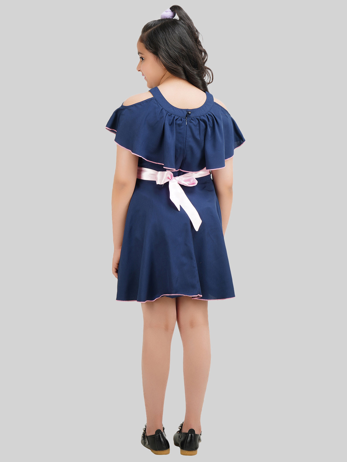 Girls Round Neck Fit & Flare Dress