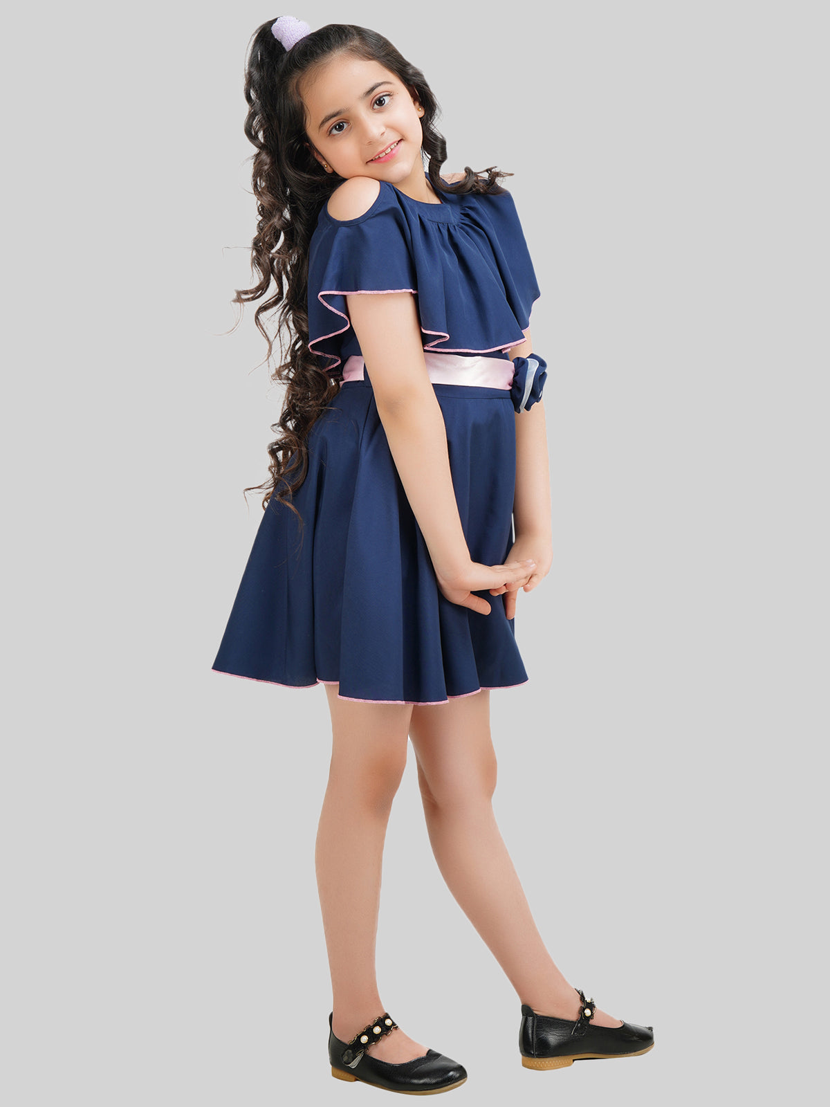Girls Round Neck Fit & Flare Dress