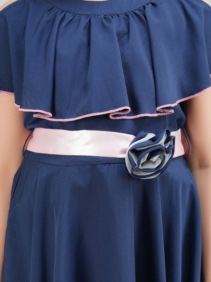 Girls Round Neck Fit & Flare Dress