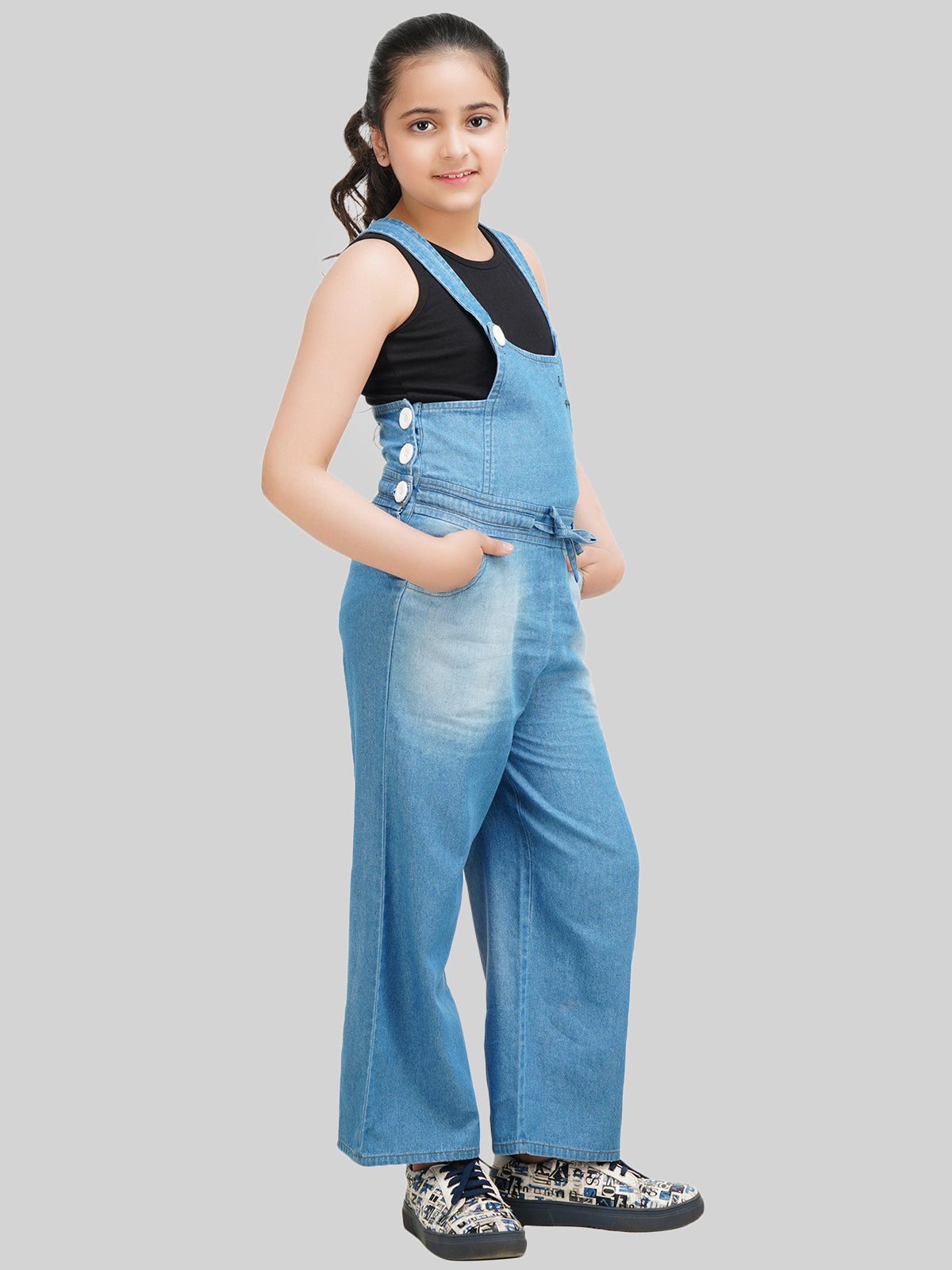 Being Naughty Girls Ankle Length Dungaree With T-Shirt