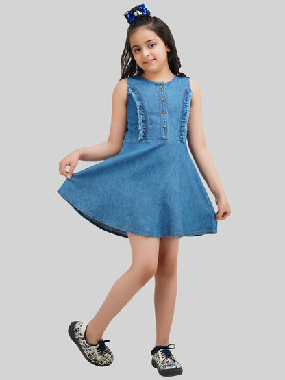 Girls Denim A-Line Dress