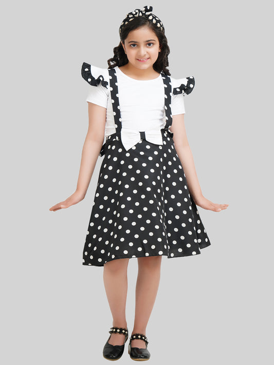 Girls Printed Dungaree with T-Shirt